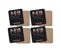 Thumbnail for P-61B Black Widow design on black 4 pieces set coaster