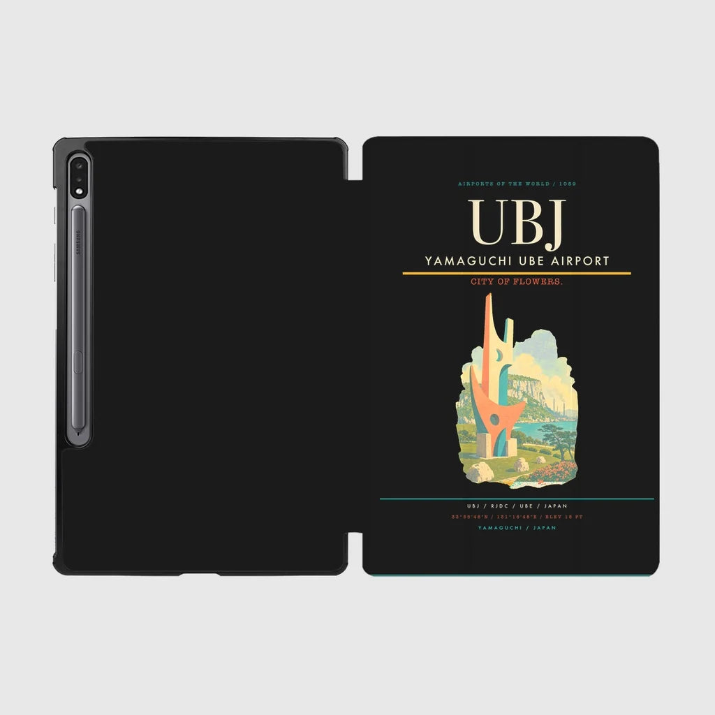 Yamaguchi Ube Airport (UBJ) design on black samsung tablet tablet case