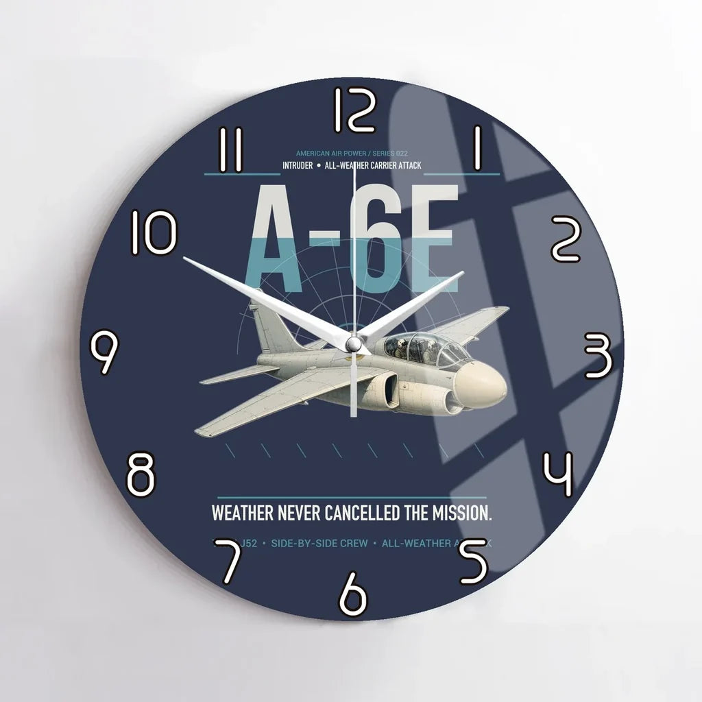 A-6E Intruder design on navy blue no frame wall clock
