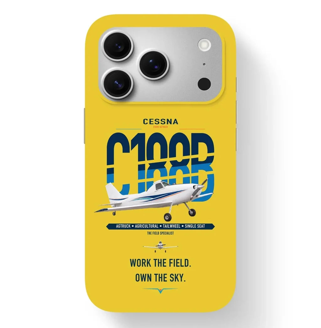 Cessna A188B AgTruck design on yellow magsafe iphone case, for iPhone 17 Pro