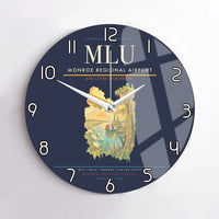 Thumbnail for Monroe Regional Airport (MLU) design on navy blue no frame wall clock