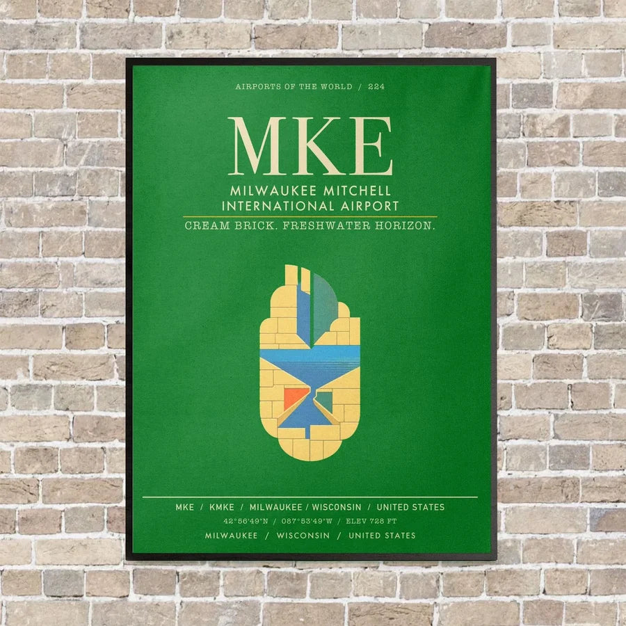 Milwaukee Mitchell International Airport MKE - Canvas Framed - Green