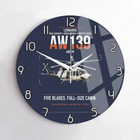 Thumbnail for Leonardo AW139 design on navy blue no frame wall clock