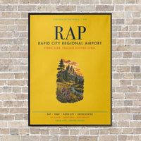 Thumbnail for Rapid City Regional Airport RAP vertical canvas print - framed - yellow background