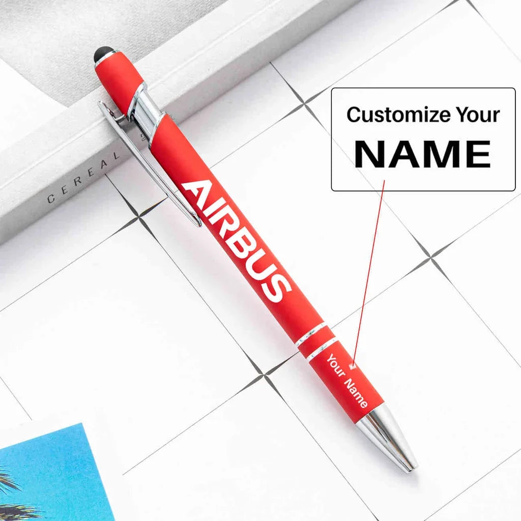 Airbus & Text touch pen - red with name