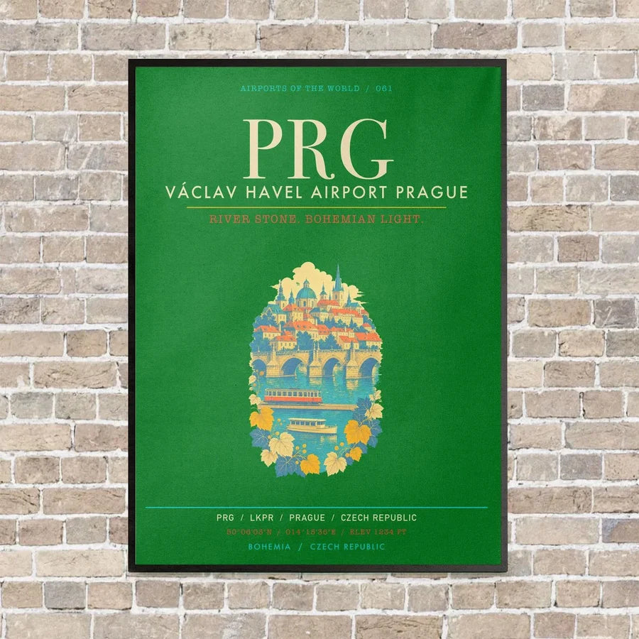 Vaclav Havel Airport Prague PRG - Canvas Framed - Green