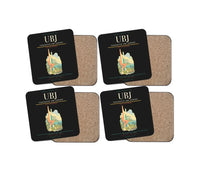 Thumbnail for Yamaguchi Ube Airport (UBJ) design on black 4 pieces set coaster
