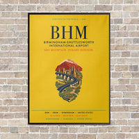 Thumbnail for Birmingham-Shuttlesworth International Airport BHM vertical canvas print - framed - yellow background