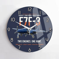 Thumbnail for F7F-3 Tigercat Two Engines One Hunt design on navy blue no frame wall clock
