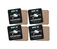 Thumbnail for DJI Mini 4K design on black 4 pieces set coaster