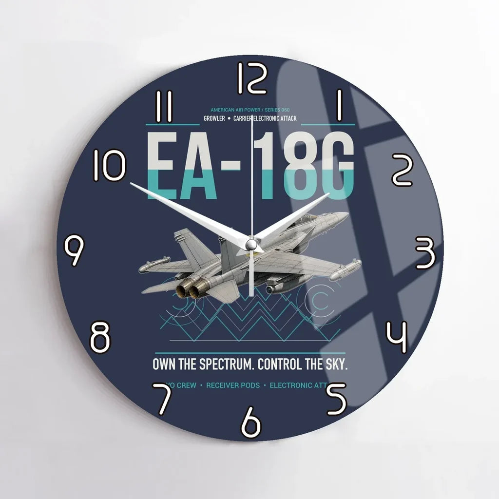 EA-18G Growler design on navy blue no frame wall clock