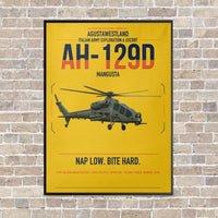 Thumbnail for AgustaWestland AH-129D Mangusta vertical canvas print - framed - yellow background