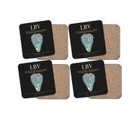 Thumbnail for Leon-Mba International Airport (LBV) design on black 4 pieces set coaster