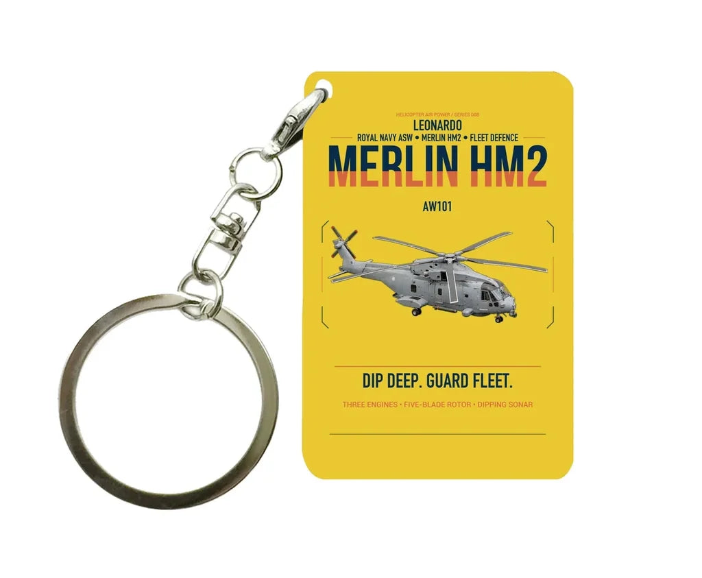 Leonardo AW101 Merlin HM2 design on yellow designed key chain, double-side print