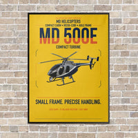Thumbnail for MD Helicopters MD 500E vertical canvas print - framed - yellow background