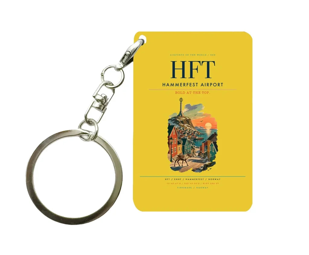 Hammerfest Airport (HFT) design on yellow key chain