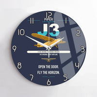 Thumbnail for Piper J-3 Cub design on navy blue no frame wall clock
