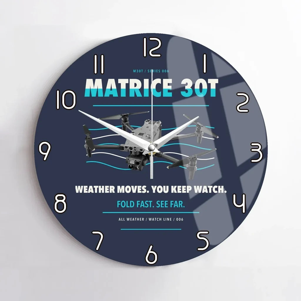 DJI Matrice 30T design on navy blue no frame wall clock