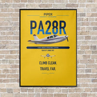 Thumbnail for Piper PA-28R Arrow III vertical canvas print - framed - yellow background