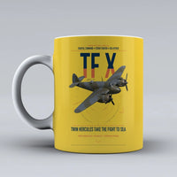 Thumbnail for Bristol Beaufighter TF X design on yellow ceramic mug, double-side print
