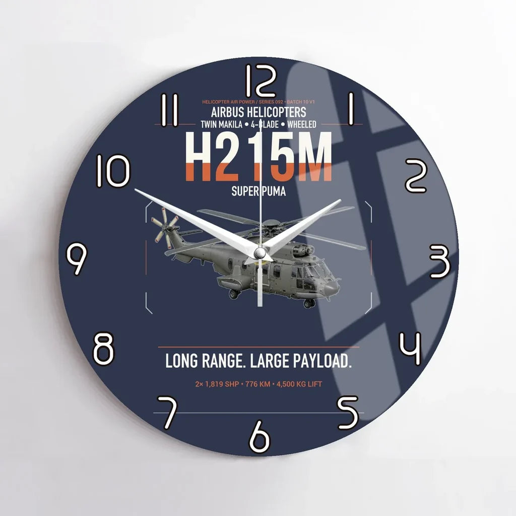 Airbus H215M design on navy blue no frame wall clock