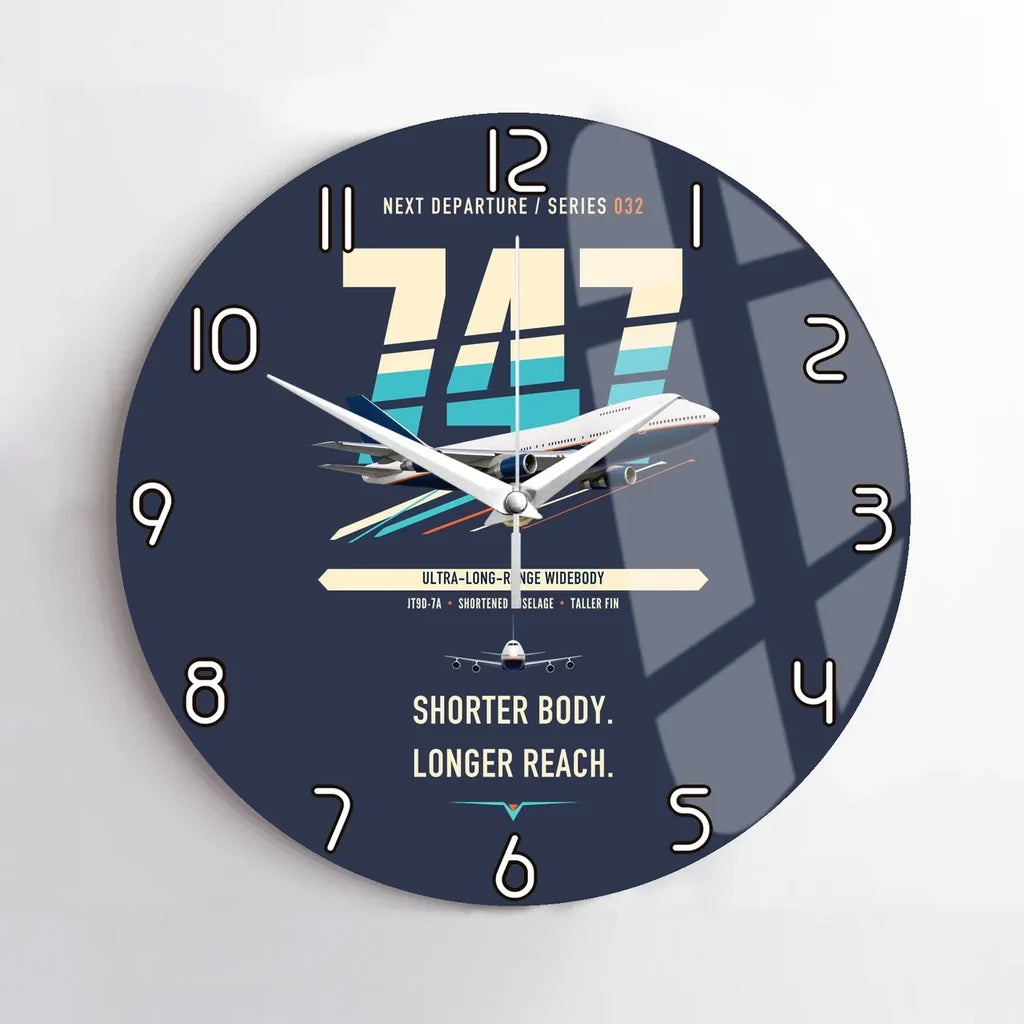 Boeing 747SP design on navy blue no frame wall clock