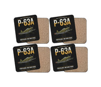 Thumbnail for P-63A Kingcobra design on black 4 pieces set coaster