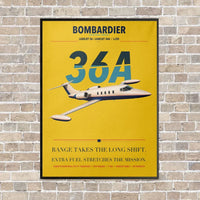 Thumbnail for Bombardier Learjet 36A vertical canvas print - framed - yellow background