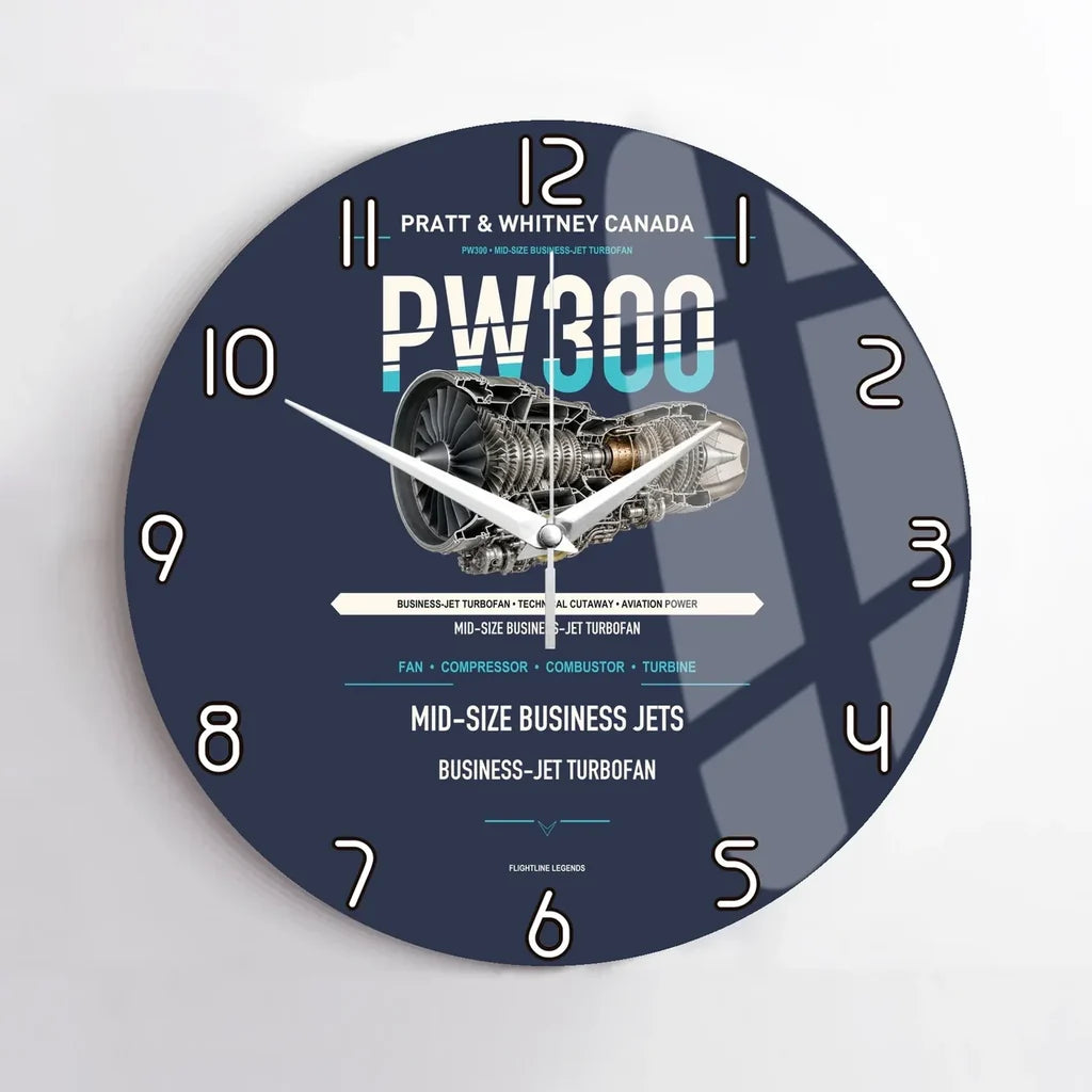 PW300 design on navy blue no frame wall clock