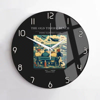 Thumbnail for VINTAGE G4140 - The Old Timers' Bench - Designed Wall Clocks design on black no-frame