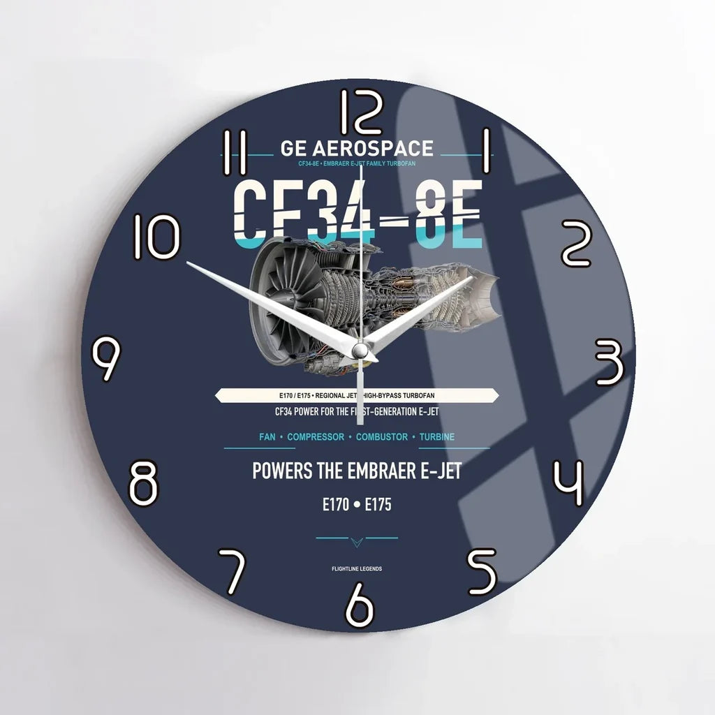 CF34-8E design on navy blue no frame wall clock