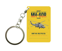 Thumbnail for Sikorsky MH-60R Seahawk design on yellow designed key chain, double-side print