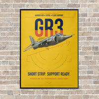 Thumbnail for Hawker Siddeley Harrier GR3 vertical canvas print - framed - yellow background