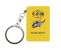 Thumbnail for Sikorsky S-61N design on yellow designed key chain, double-side print