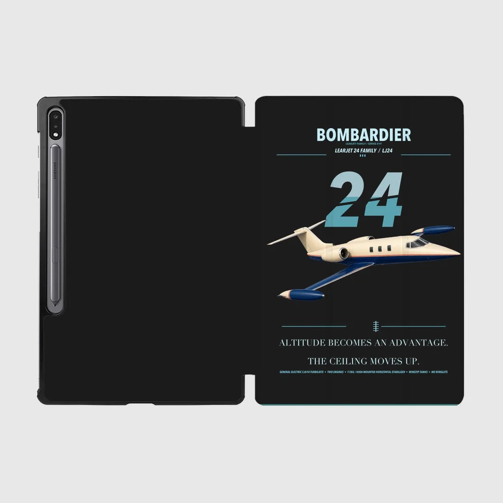 Bombardier Learjet 24 design on black samsung tablet tablet case