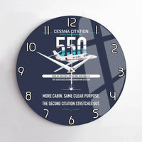Thumbnail for Cessna Citation 550 - Citation II design on navy blue no frame wall clock