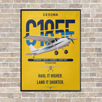 Thumbnail for Cessna A185F Skywagon vertical canvas print - framed - yellow background