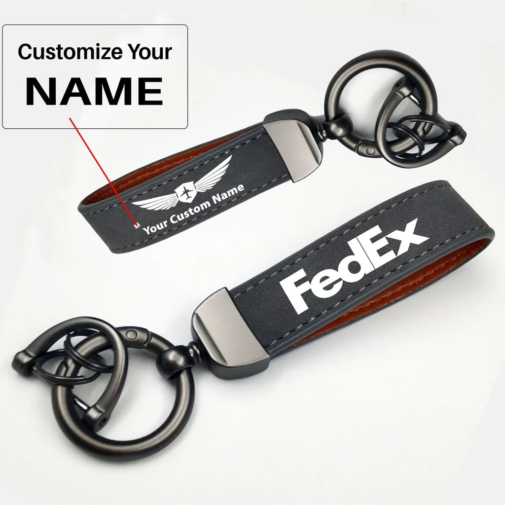 FedEx Horseshoe Buckle key chain, Gray + Name