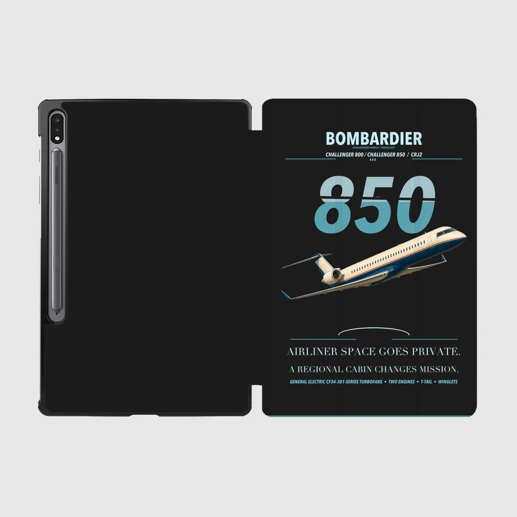 Bombardier Challenger 850 design on black samsung tablet tablet case