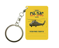 Thumbnail for Sikorsky CH-34C Choctaw design on yellow designed key chain, double-side print