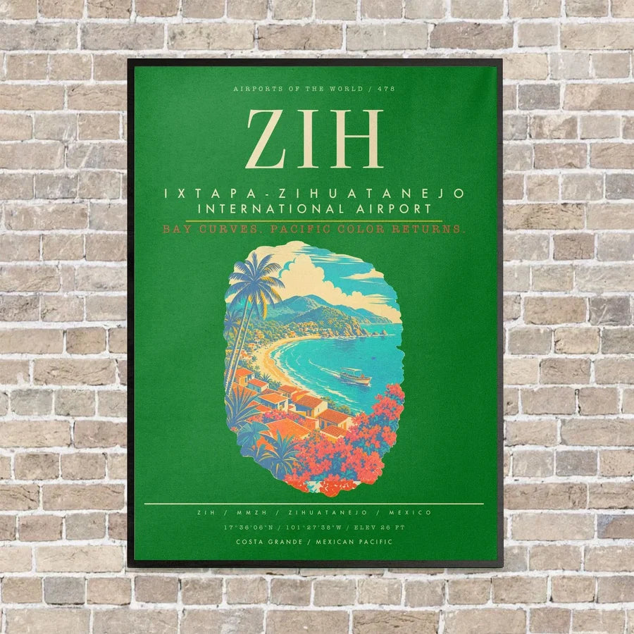 Ixtapa-Zihuatanejo International Airport ZIH - Canvas Framed - Green