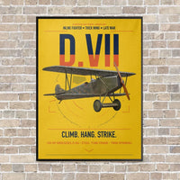Thumbnail for Fokker D.VII vertical canvas print - framed - yellow background