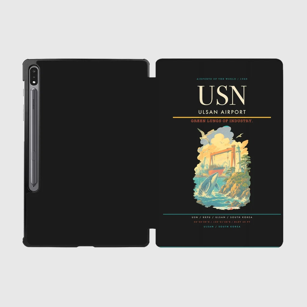 Ulsan Airport (USN) design on black samsung tablet tablet case