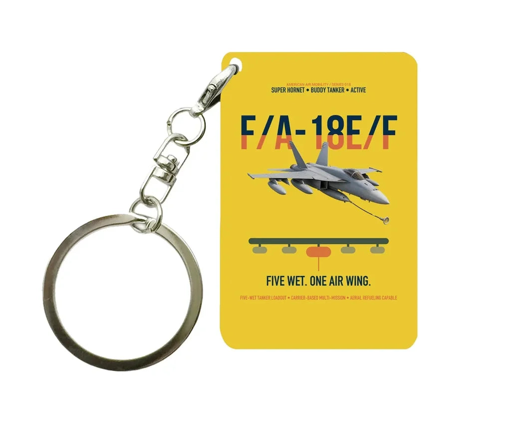 F A-18E F Buddy Tanker design on yellow designed key chain, double-side print