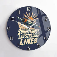 Thumbnail for Sunrise Dust And Straight Lines design on navy blue no frame wall clock