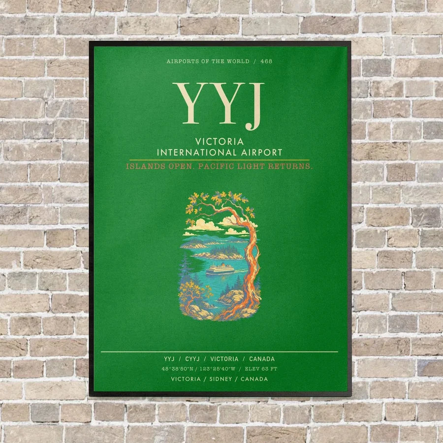 Victoria International Airport YYJ - Canvas Framed - Green