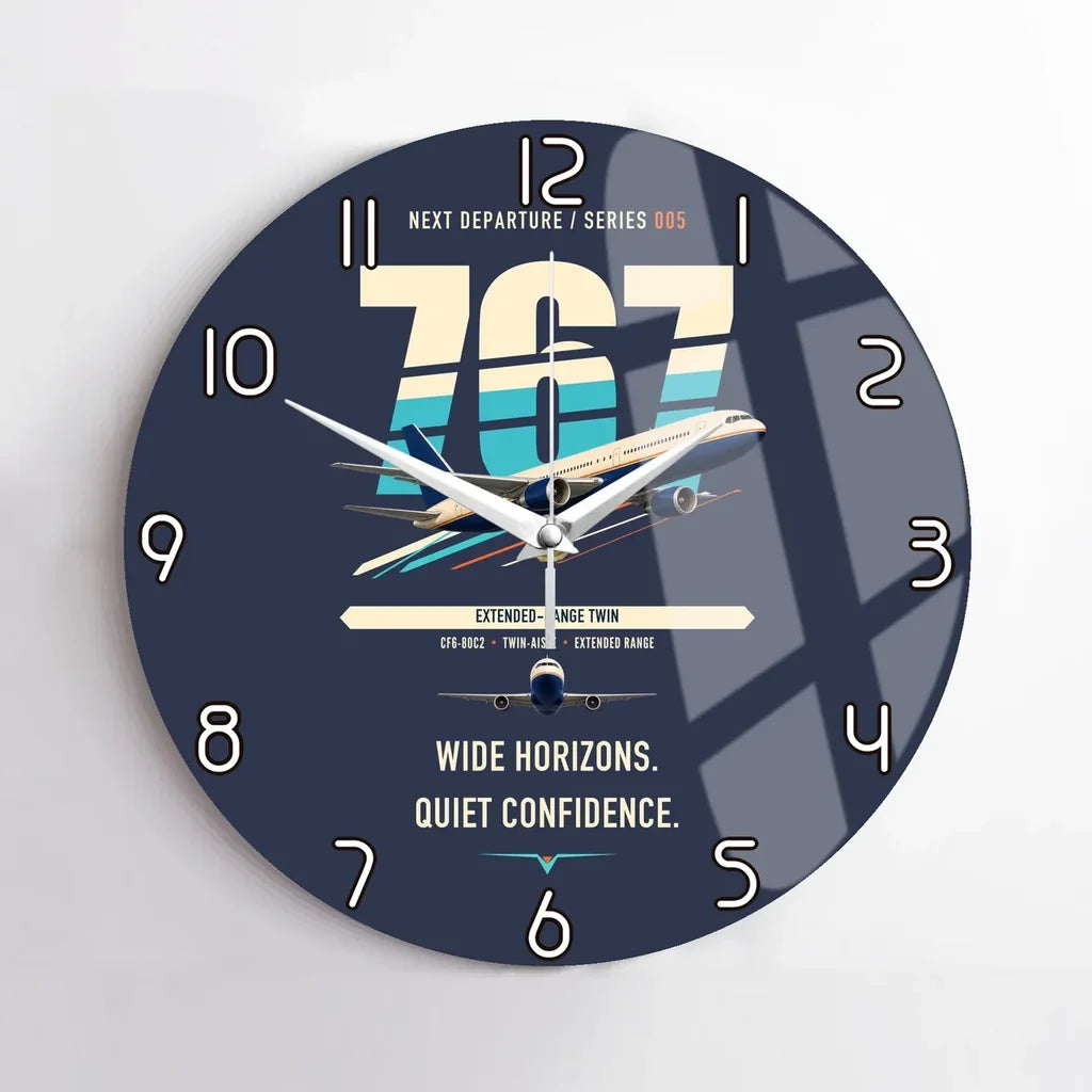Boeing 767-300ER design on navy blue no frame wall clock