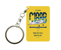 Thumbnail for Cessna A188B AgTruck design on yellow designed key chain, double-side print