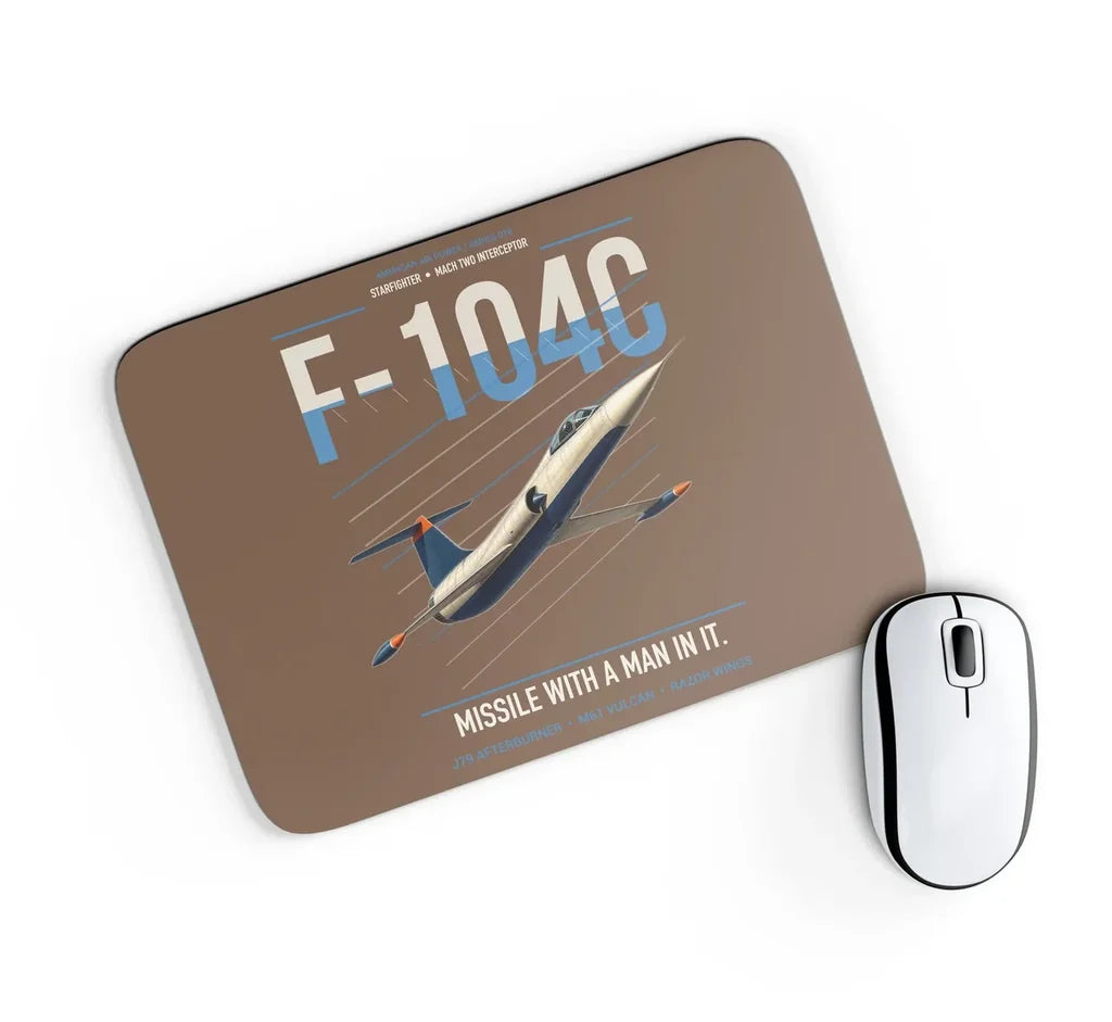 F-104C Starfighter design on brown rectangle mouse pad