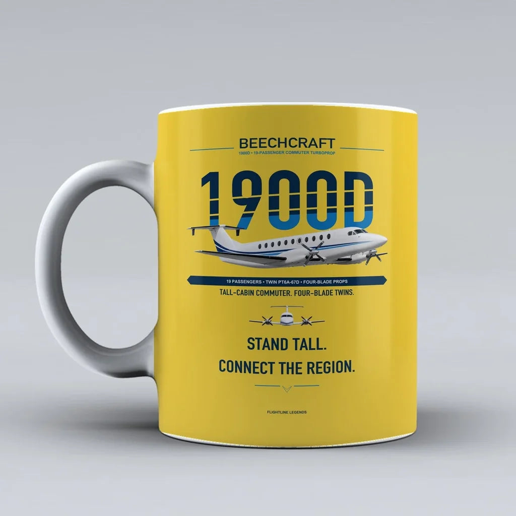 1900D Mug design on yellow beechcraft